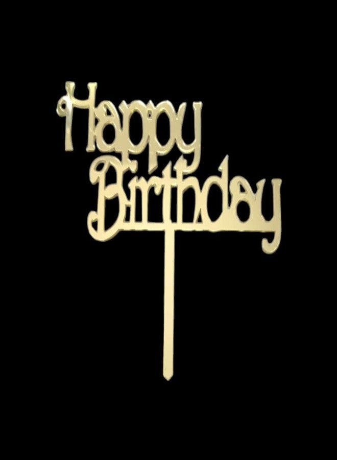 LUDALY Happy Birthday Acrylic Cake Topper (Golden) - Image 1